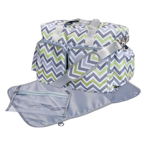 Green, Gray, and White Chevron Deluxe Diaper Bag