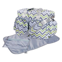 Thumbnail for Green, Gray, and White Chevron Deluxe Diaper Bag