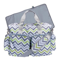Thumbnail for Green, Gray, and White Chevron Deluxe Diaper Bag