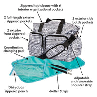 Thumbnail for Black and White Aztec Deluxe Diaper Bag