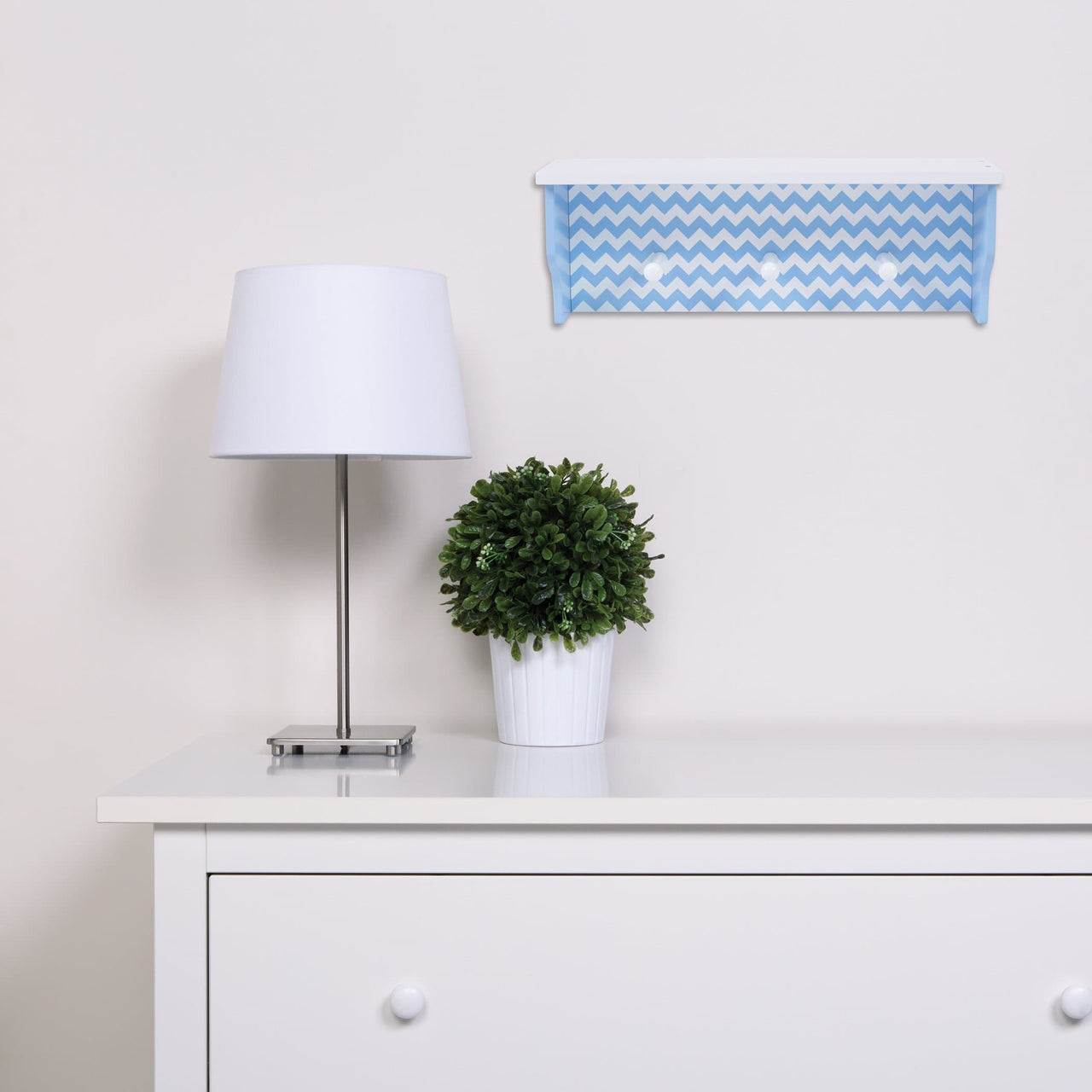 Blue Chevron Shelf With Pegs
