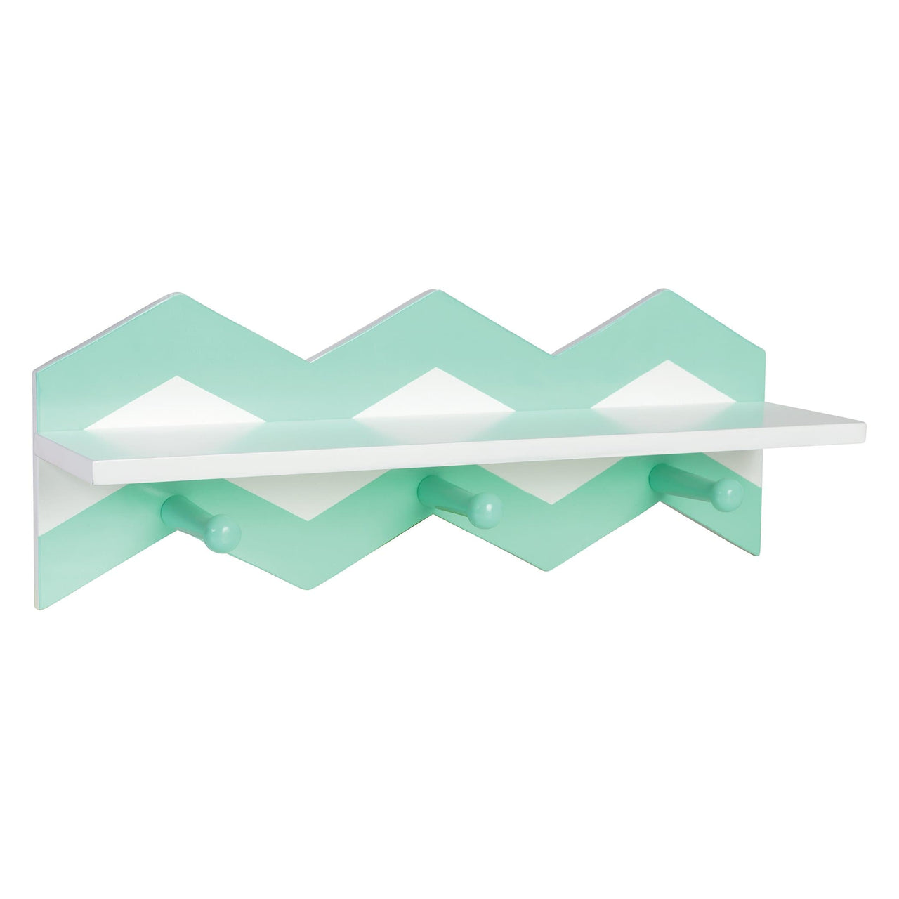 Mint Chevron Shelf With Pegs