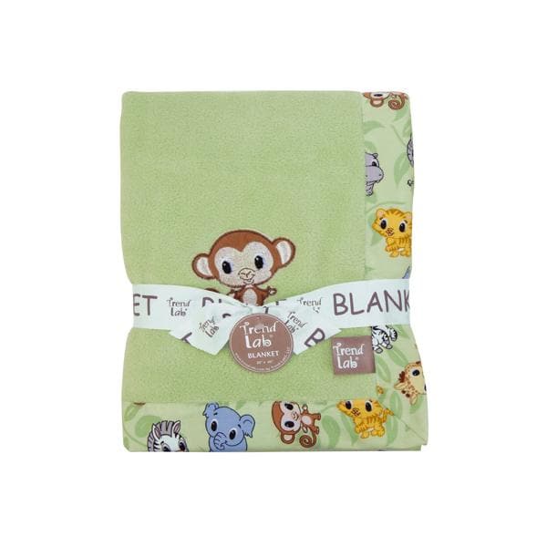 Monkey and Zoo Animals Fleece Receiving Blanket