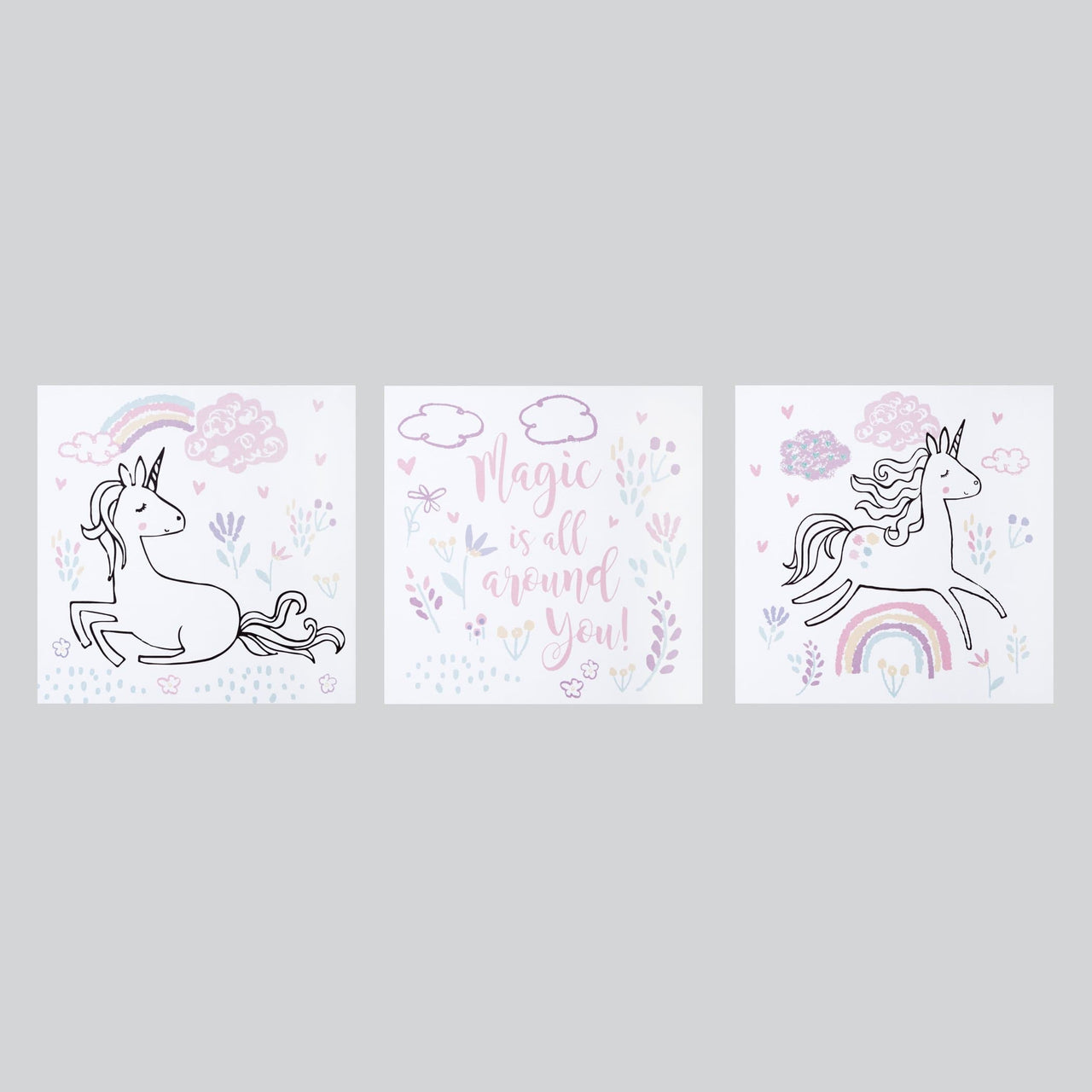 Magical Unicorn 3-Pack Canvas Wall Art