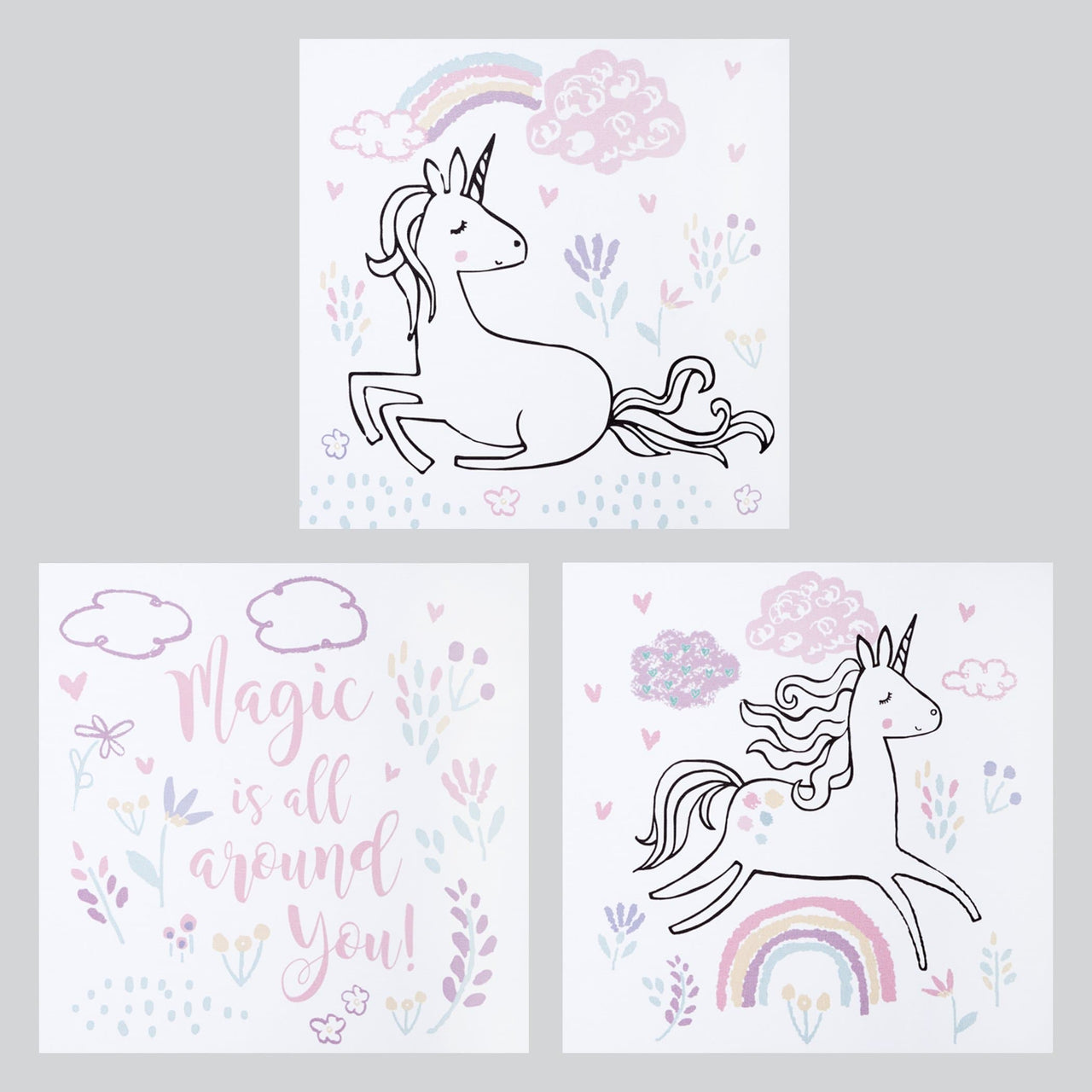 Magical Unicorn 3-Pack Canvas Wall Art