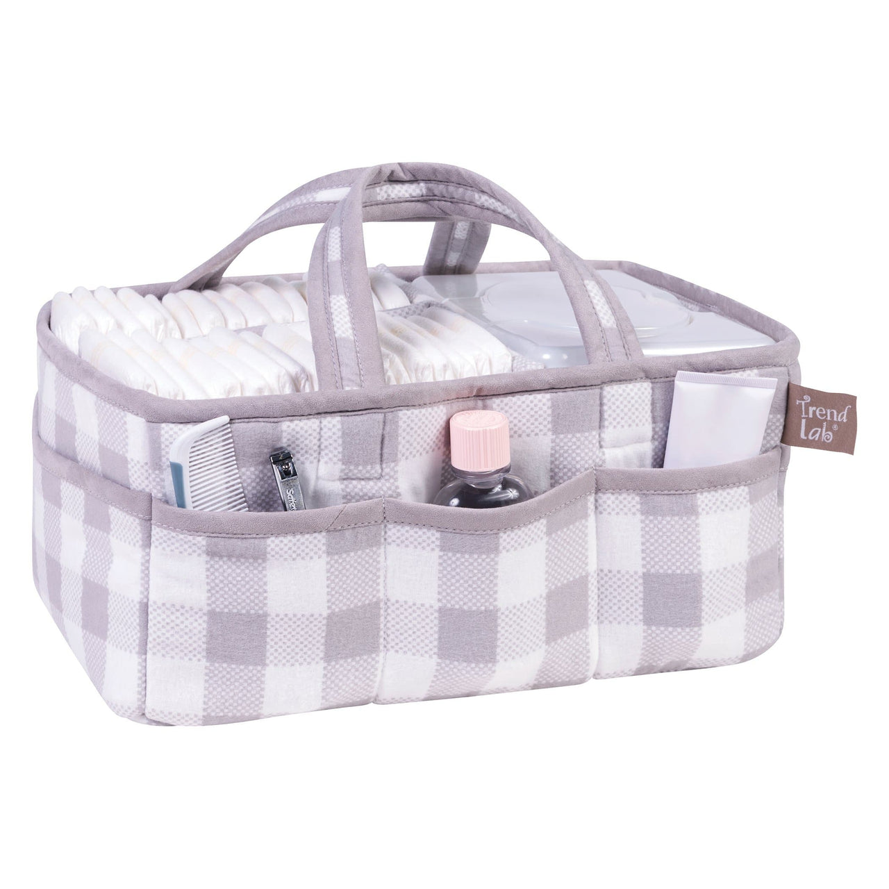 Gray and White Buffalo Check Storage Caddy