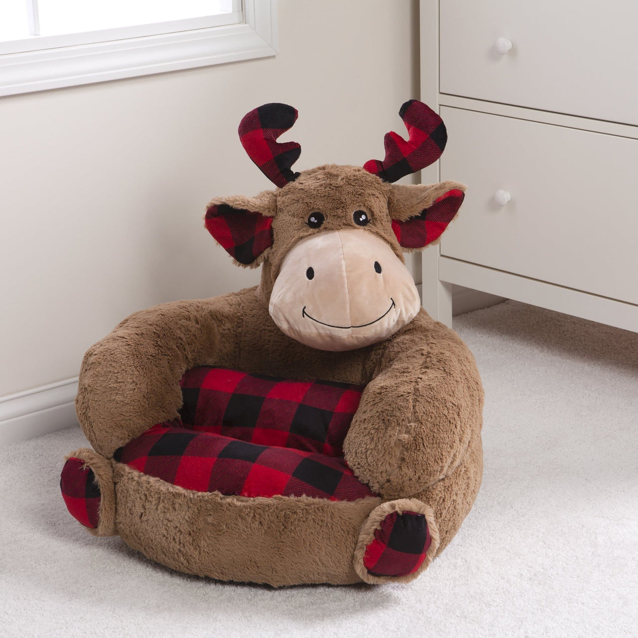 Buffalo Check Moose Plush Character Chair