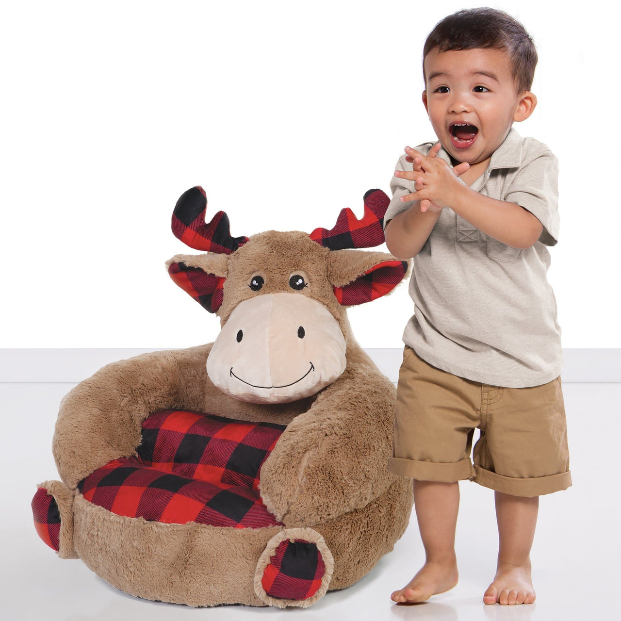 Buffalo Check Moose Plush Character Chair