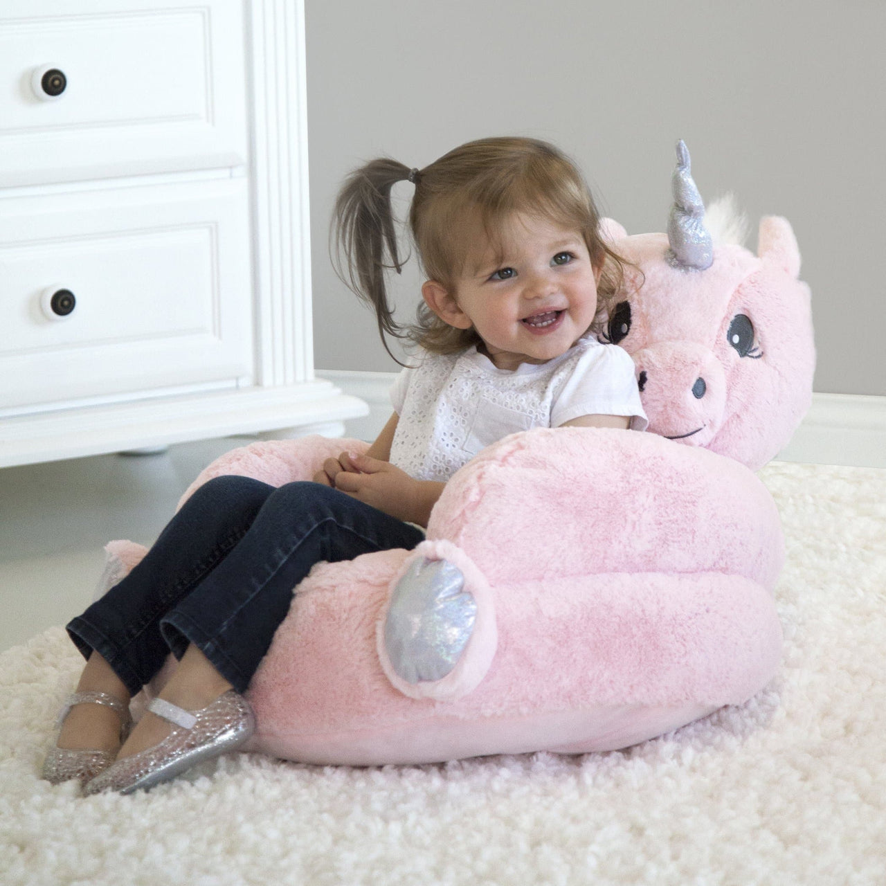 Pink Unicorn Plush Character Chair