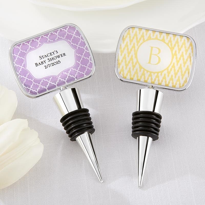 Personalized Baby Shower Silver Bottle Stopper