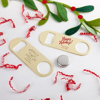 Thumbnail for Personalized Holiday Gold Oblong Bottle Opener
