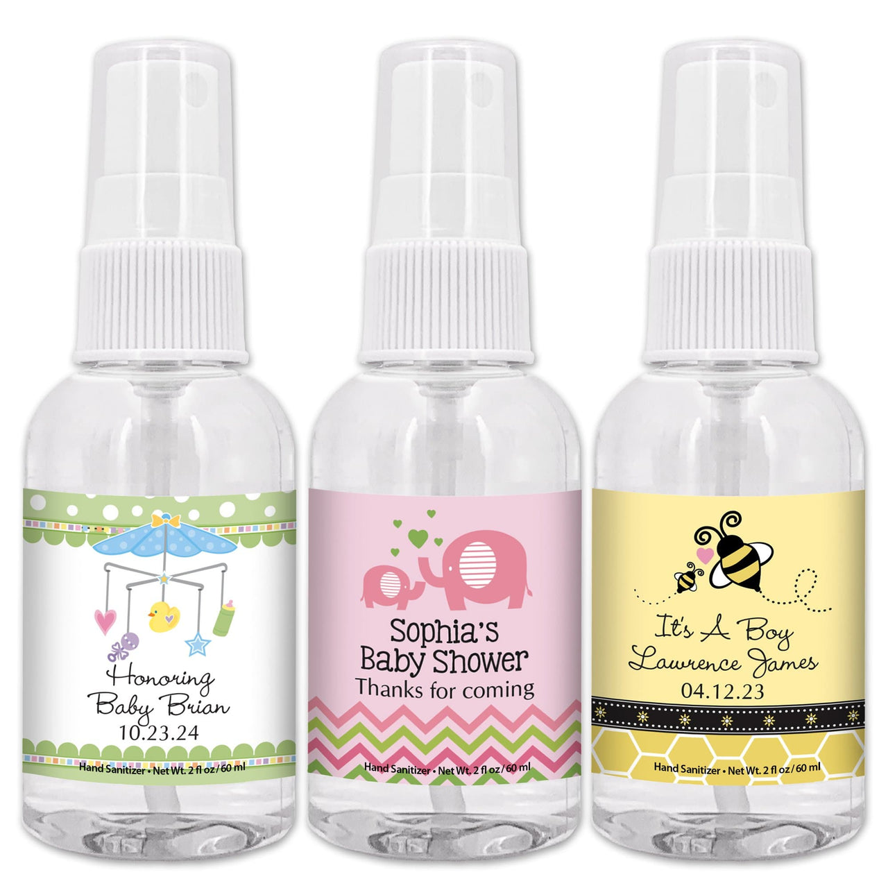 Personalized Baby Shower 2 oz. Hand Sanitizer Spray Bottle