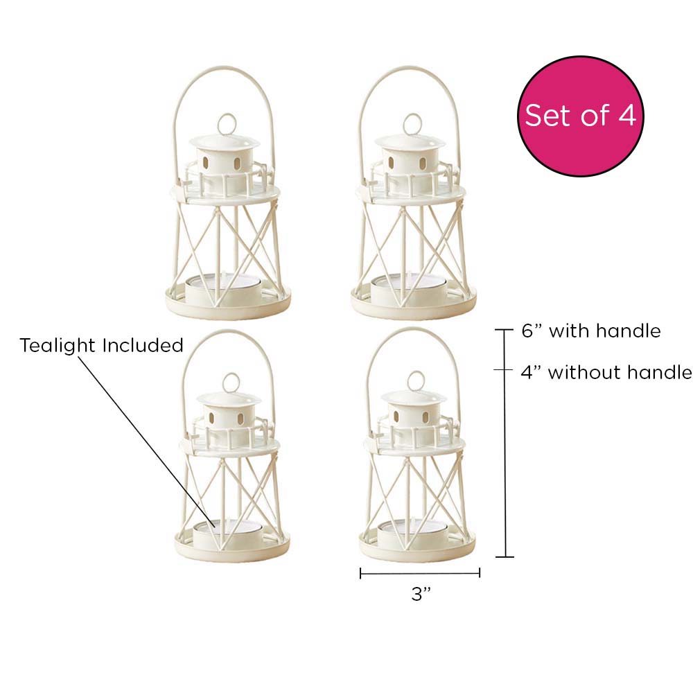 By the Sea Lighthouse Tealight Holder Lantern (Set of 4)