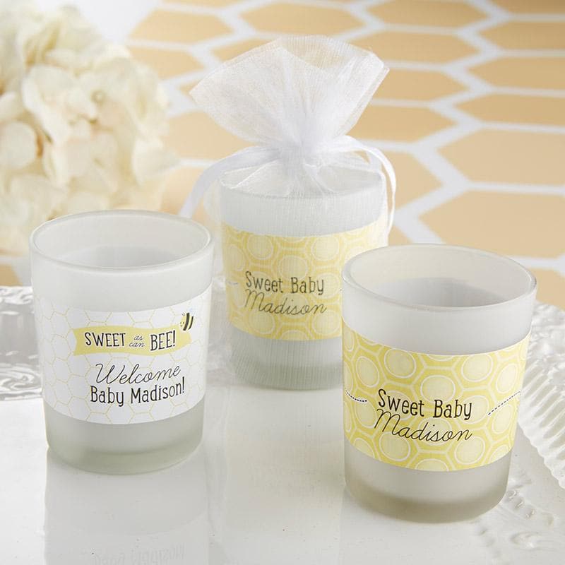 Personalized Sweet as Can Bee  Frosted Glass Votive