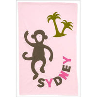 Thumbnail for Personalized Monkey Baby Blanket (Pink)