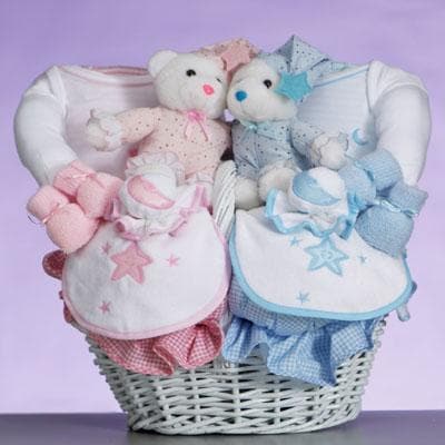 Gift Basket Presents For Twins Baby Shower Twins Celestial Basket