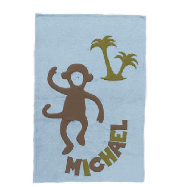 Personalized Monkey Baby Blanket (Blue)