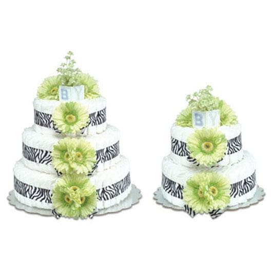 Green Daisies with Zebra Diaper Cake