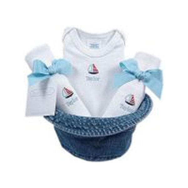 A Bucket Full of Baby Stuff 4-Piece Gift Set - Sailboat (Personalization Available)