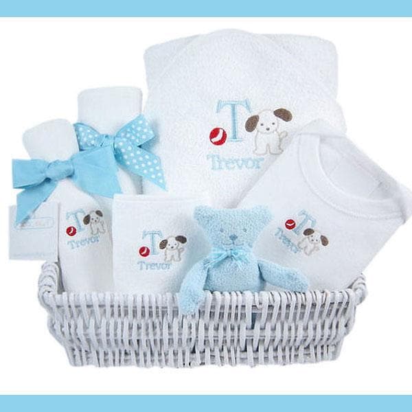 Luxury Personalized Layette Gift Basket - Blue