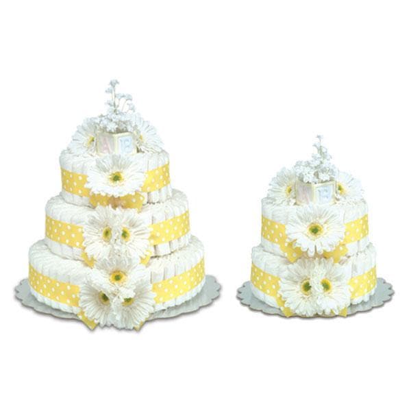 Yellow Gerbera Daisies with Polka Dots Diaper Cake