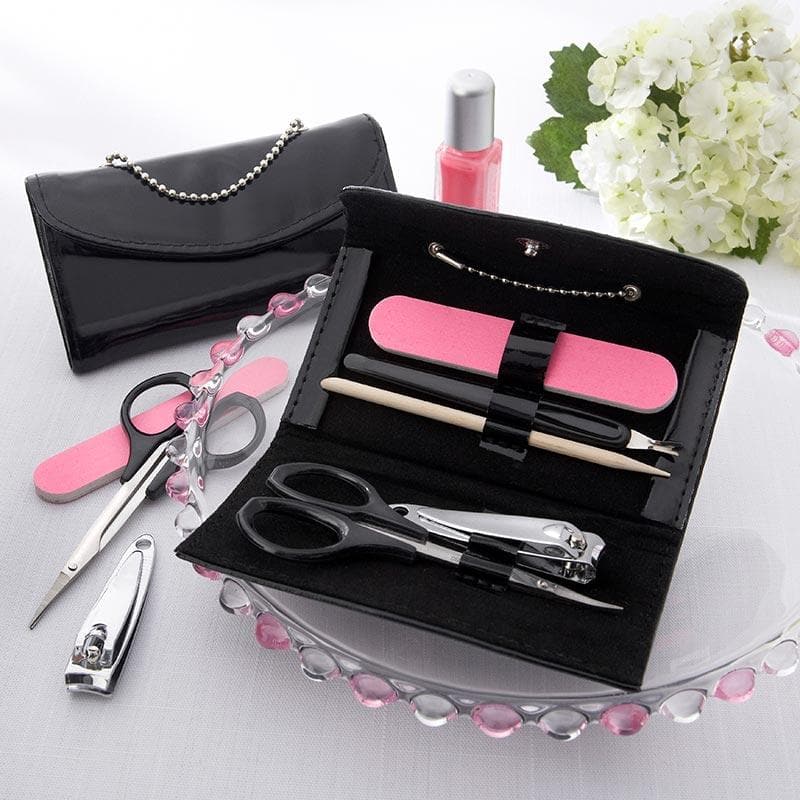 Little Black Purse Patent-Leather 5-Piece Manicure Set