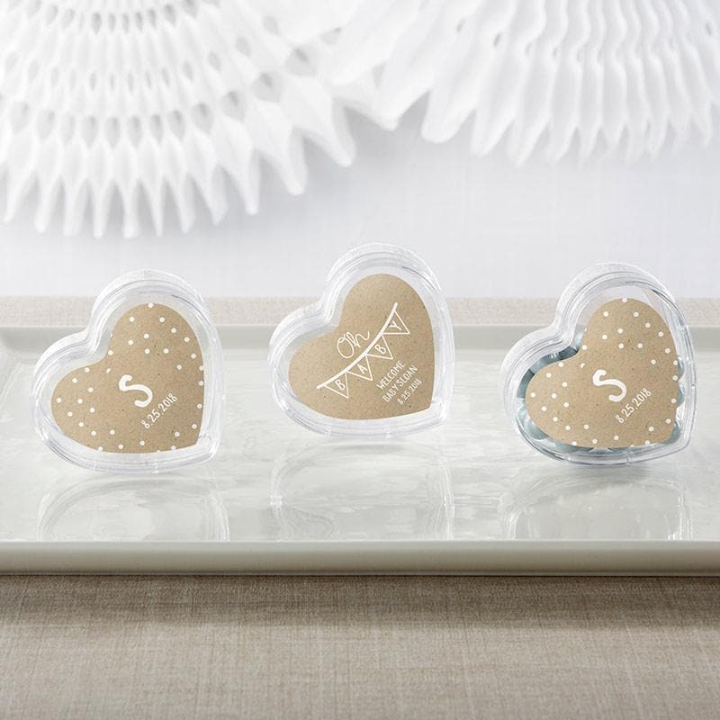 Heart Favor Container - Rustic Charm Baby Shower (Set of 12) (Available Personalized)