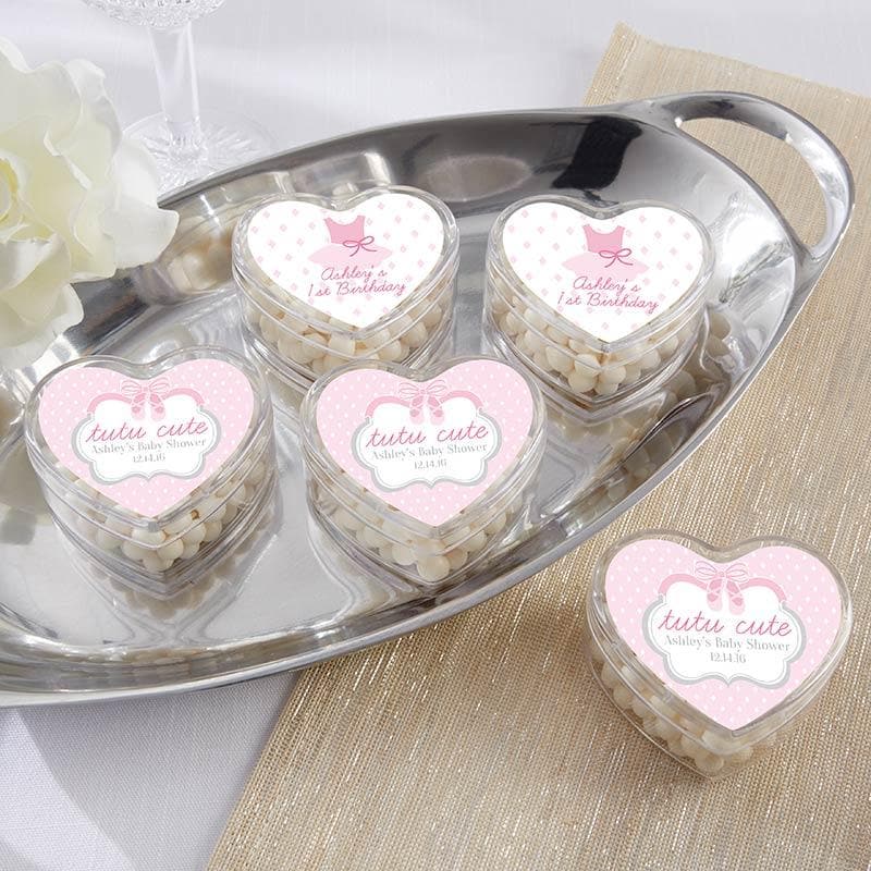Personalized Tutu Cute Ballerina Heart Favor Container (Set of 12)