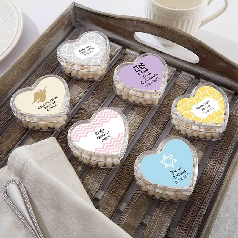 Personalized Heart Favor Container - Religious (Set of 12)