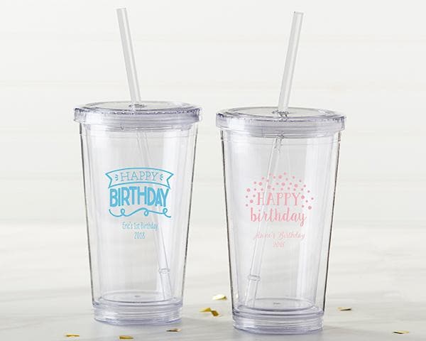 Personalized Happy Birthday Printed Acrylic Tumbler