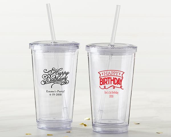 Personalized Happy Birthday Printed Acrylic Tumbler