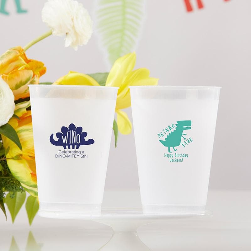 Personalized Dino Party 10 oz. Frosted Flex Cup