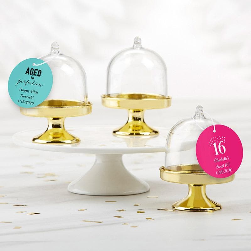 Personalized Birthday Small Bell Jar with Gold Base (Set of 12)