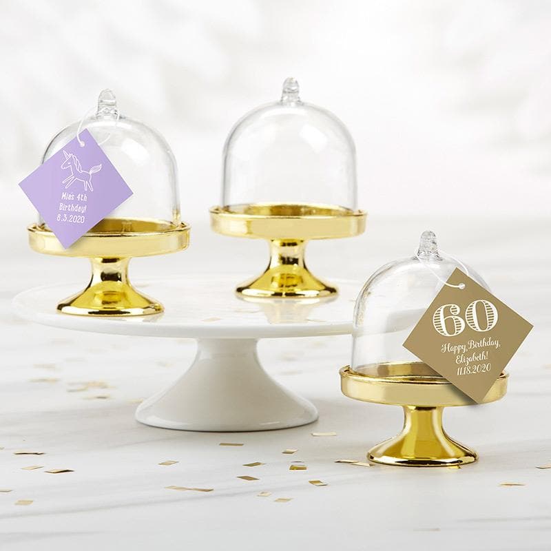 Personalized Birthday Small Bell Jar with Gold Base (Set of 12)