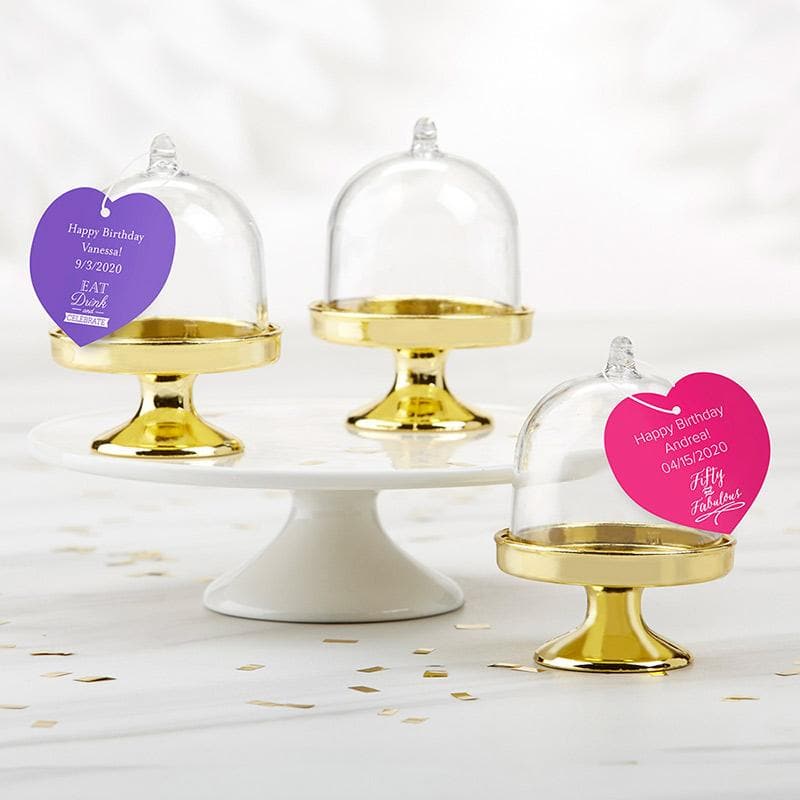 Personalized Birthday Small Bell Jar with Gold Base (Set of 12)