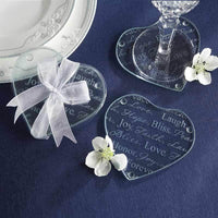 Thumbnail for Good Wishes Heart Shaped Glass Coaster (Set of 2)