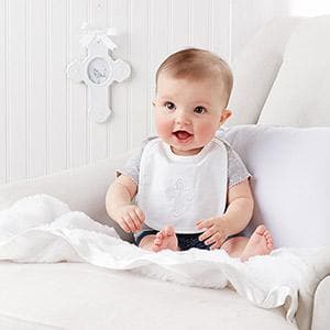 Christening Keepsake Cross Bib and Photo Frame Gift Set