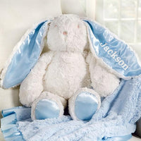 Thumbnail for Plush Minky Bunny Available in Pink & Blue (Personalization Available)