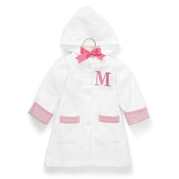 Initial Pink and White Terry Cloth Robe (Many Options Available)