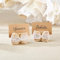 Thumbnail for Burlap Bow Place Card Holder (Set of 6)