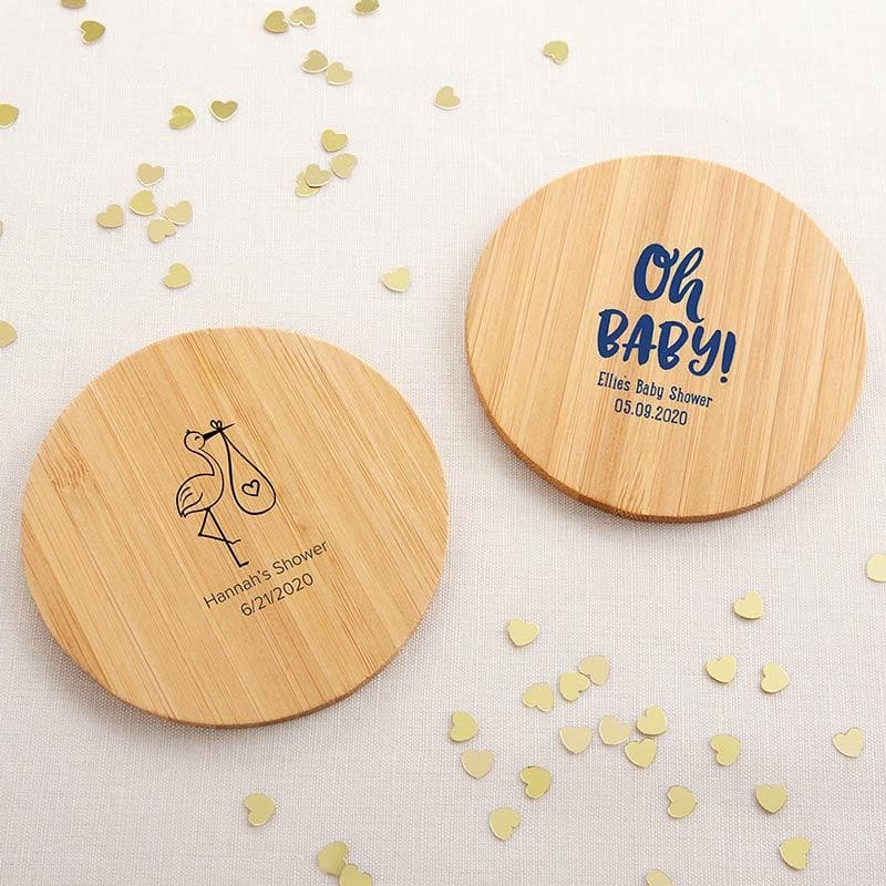 Personalized Baby Shower Wood Round Coaster (Set of 12)