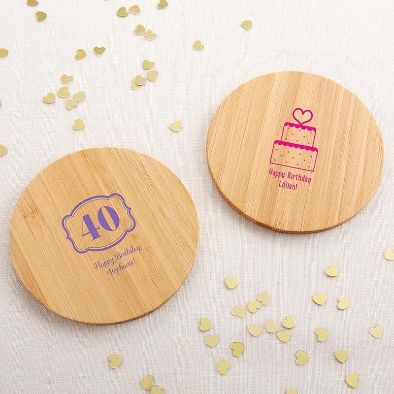 Personalized Birthday Wood Round Coaster (Set of 12)