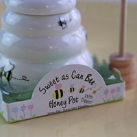 Thumbnail for Sweet As Can Bee Ceramic Honey Pot with Wooden Dipper - Small