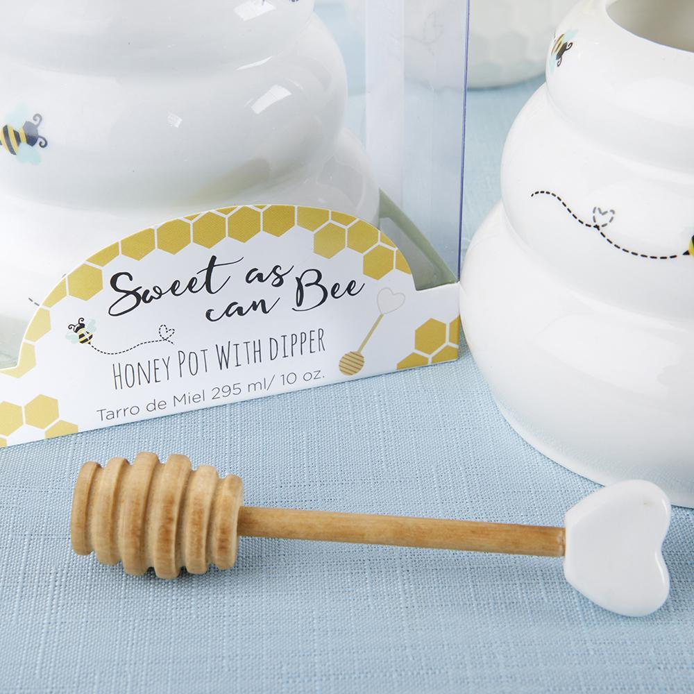 Sweet as Can Bee Ceramic Honey Pot with Wooden Dipper - Large