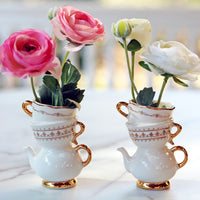 Thumbnail for Tea Time Whimsy Ceramic Bud Vase (Set of 2)