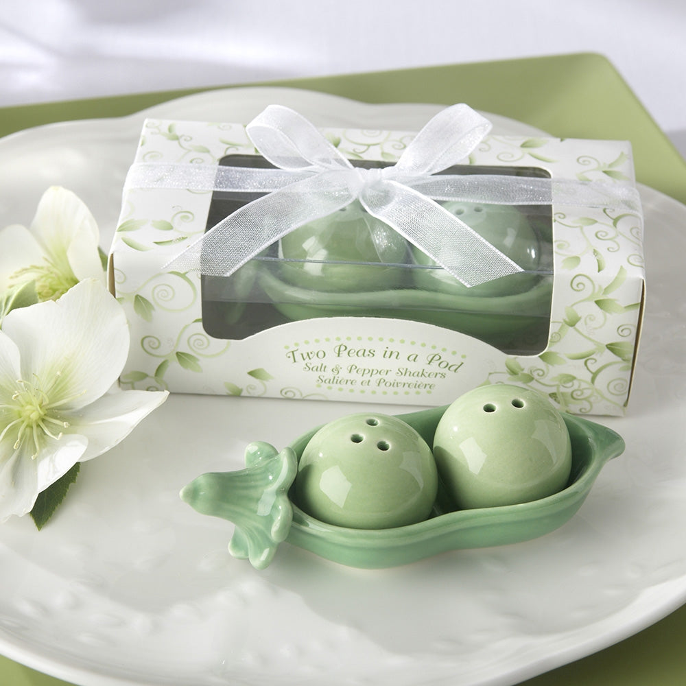 Two Peas in a Pod Ceramic Salt & Pepper Shakers (Set of 4)