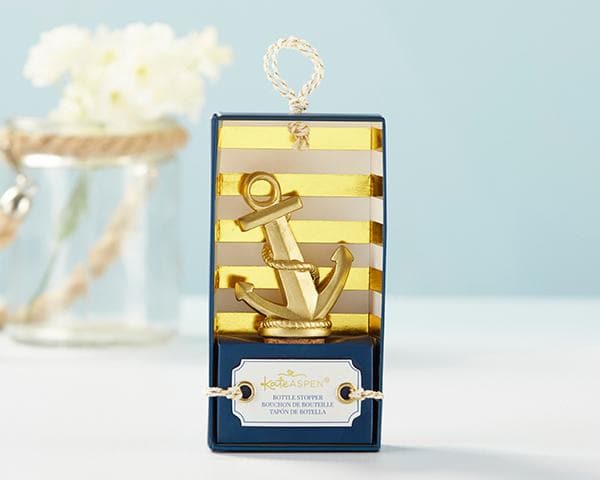 Gold Nautical Anchor Bottle Stopper
