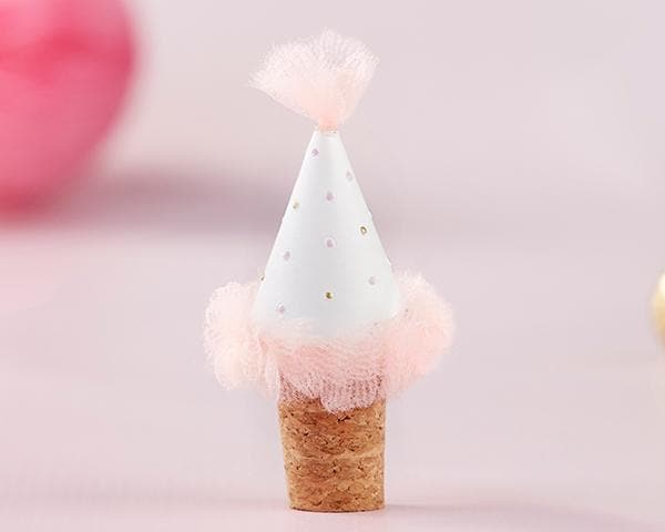 Pink Party Hat Bottle Stopper