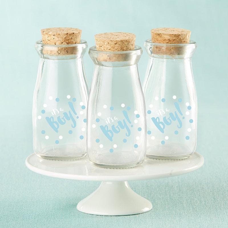 It's a Boy Polka Dot Vintage Milk Bottle Favor Jar (Set of 12)