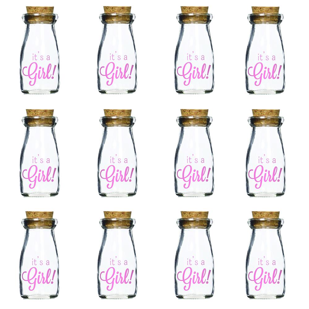 It's a Girl Vintage Milk Bottle Favor Jar (Set of 12)